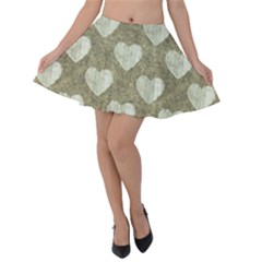 Hearts Motif Pattern Velvet Skater Skirt by dflcprints