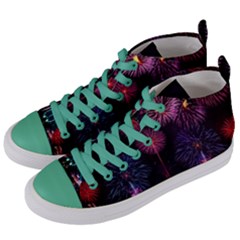 Happy New Year New Years Eve Fireworks In Australia Women s Mid-top Canvas Sneakers