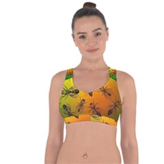 Insect Pattern Cross String Back Sports Bra by Sapixe