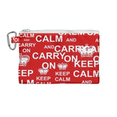 Keep Calm And Carry On Canvas Cosmetic Bag (medium) by Sapixe