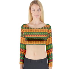 Mexican Pattern Long Sleeve Crop Top