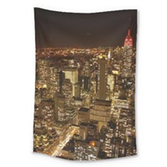 New York City At Night Future City Night Large Tapestry by Sapixe