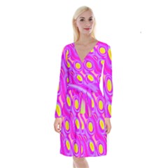 Noise Texture Graphics Generated Long Sleeve Velvet Front Wrap Dress