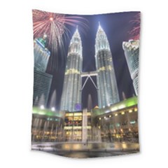 New Years Eve Petronas Towers Kuala Lumpur Malaysia Medium Tapestry
