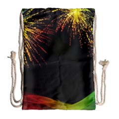 Rainbow Fireworks Celebration Colorful Abstract Drawstring Bag (large) by Sapixe