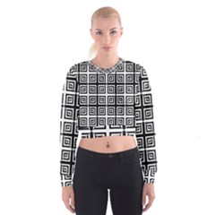 Seamless Pattern Background Black And White Cropped Sweatshirt by Sapixe