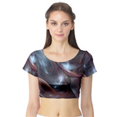 Shells Around Tubes Abstract Short Sleeve Crop Top