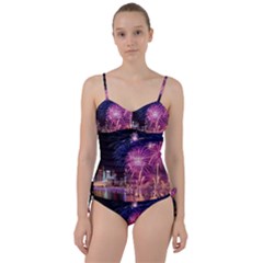 Singapore New Years Eve Holiday Fireworks City At Night Sweetheart Tankini Set by Sapixe