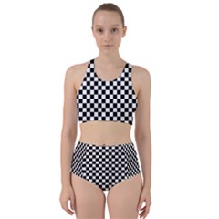 Checker Black And White Racer Back Bikini Set by jumpercat