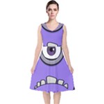 Evil Purple V-Neck Midi Sleeveless Dress 