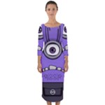 Evil Purple Quarter Sleeve Midi Bodycon Dress