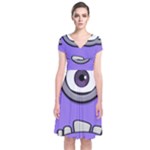 Evil Purple Short Sleeve Front Wrap Dress