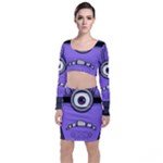 Evil Purple Long Sleeve Crop Top & Bodycon Skirt Set
