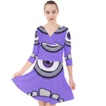 Evil Purple Quarter Sleeve Front Wrap Dress