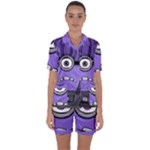 Evil Purple Satin Short Sleeve Pyjamas Set
