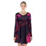 Calligraphy 4 Long Sleeve Velvet V-neck Dress