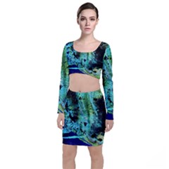 Blue Options 6 Long Sleeve Crop Top & Bodycon Skirt Set by bestdesignintheworld