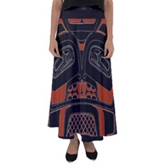 Traditional Northwest Coast Native Art Flared Maxi Skirt by Sapixe