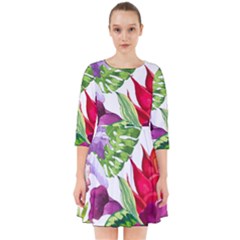 Vector Pattern Tropical Smock Dress by Sapixe