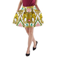 Traditional Thai Style Painting A-line Pocket Skirt by Sapixe