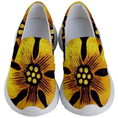 Yellow Flower Stained Glass Colorful Glass Kid s Lightweight Slip Ons by Sapixe