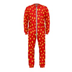 Yellow Stars Red Background Onepiece Jumpsuit (kids) by Sapixe