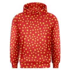 Yellow Stars Red Background Men s Overhead Hoodie by Sapixe