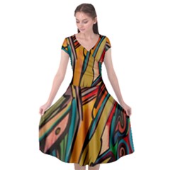 Vivid Colours Cap Sleeve Wrap Front Dress