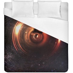 Steampunk Airship Sailing The Stars Of Deep Space Duvet Cover (king Size) by jayaprime