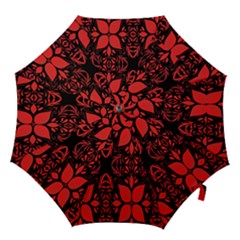 Christmas Red And Black Background Hook Handle Umbrellas (medium)