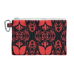 Christmas Red And Black Background Canvas Cosmetic Bag (large) by Sapixe