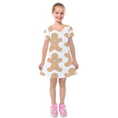Pattern Christmas Biscuits Pastries Kids  Short Sleeve Velvet Dress by Sapixe