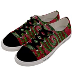 Red Green Swirl Twirl Colorful Men s Low Top Canvas Sneakers