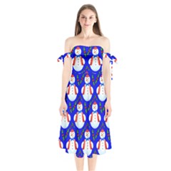 Seamless Repeat Repeating Pattern Shoulder Tie Bardot Midi Dress by Sapixe
