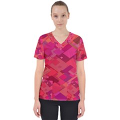 Red Background Pattern Square Scrub Top
