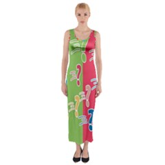 Question Mark Problems Clouds Fitted Maxi Dress