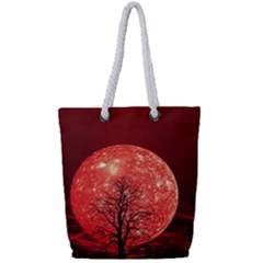 The Background Red Moon Wallpaper Full Print Rope Handle Tote (small)