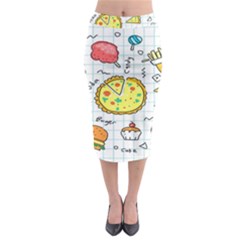 Colorful Doodle Soda Cartoon Set Midi Pencil Skirt by Sapixe