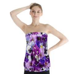 Graphic Background Pansy Easter Strapless Top by Sapixe