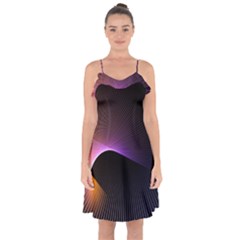 Star Graphic Rays Movement Pattern Ruffle Detail Chiffon Dress