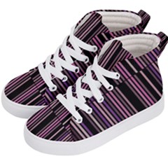 Shades Of Pink And Black Striped Pattern Kid s Hi-top Skate Sneakers by yoursparklingshop