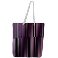 Shades Of Pink And Black Striped Pattern Full Print Rope Handle Tote (large) by yoursparklingshop