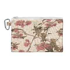 Textured Vintage Floral Design Canvas Cosmetic Bag (large) by dflcprints