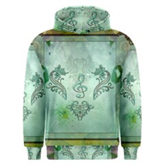 Music, Decorative Clef With Floral Elements Men s Overhead Hoodie by FantasyWorld7