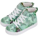 Music, Decorative Clef With Floral Elements Kid s Hi-Top Skate Sneakers View2