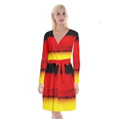 Colors And Fabrics 7 Long Sleeve Velvet Front Wrap Dress
