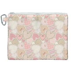Cute Romantic Hearts Pattern Canvas Cosmetic Bag (xxl) by yoursparklingshop