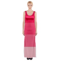 Pink Scarlet Gradient Stripes Pattern Maxi Thigh Split Dress by yoursparklingshop