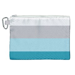 Blue Gray Striped Pattern Horizontal Stripes Canvas Cosmetic Bag (xl) by yoursparklingshop