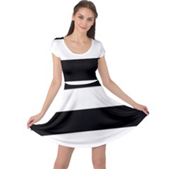 Black And White Striped Pattern Stripes Horizontal Cap Sleeve Dress by yoursparklingshop